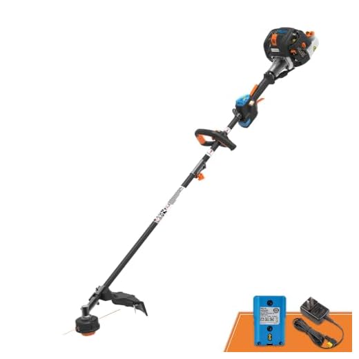 LawnMaster NPTGSP2617A No-Pull Gas Grass Trimmer with Electric Start 26cc 2 Cycle 17-Inch