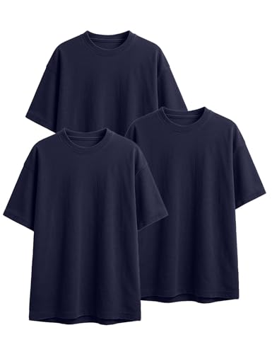 Image of Veirdo 100% Pure Cotton Drop Shoulder Oversized Baggy Fit Half Sleeve Plain Solid Round Neck Multicolor T-Shirt Combo for Men (Pack of 3) (Sizes S-2XL)