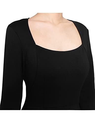 VFSHOW Womens Work Business Square Neck Bodycon Dress Office Retro Elegant Slim Fitted Pencil Sheath Dress3