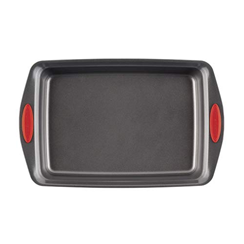 Rachael Ray Yum-O! Nonstick Baking Pan With Grips/ Nonstick Cake Pan With Grips, Rectangle - 9 Inch X 13 Inch, Gray With Red Grips #TOP6