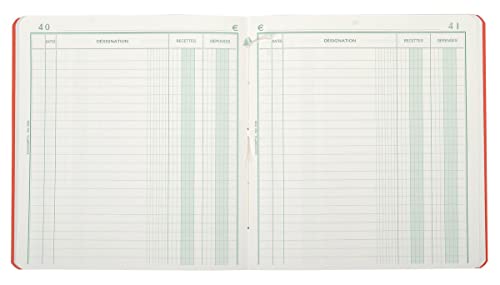 Exacompta - Réf. 930E - 1 Piqûre recettes-dépenses - Numérotée - Format vertical - Dimensions extérieures : 21 x 19 cm - 80 pages - Couleurs aléatoires...