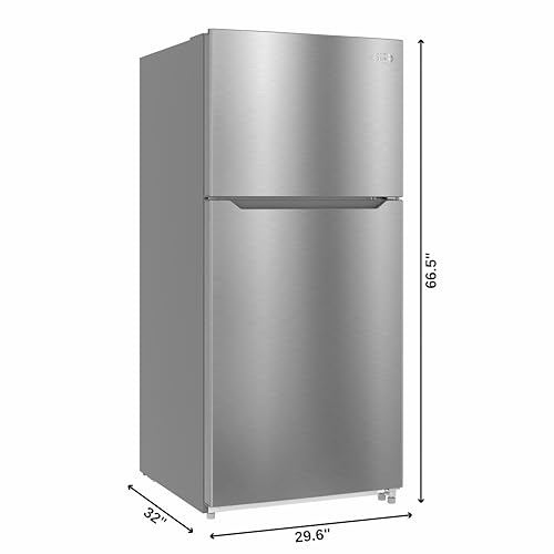 Image of KoolMore 30 Inch 20 Cu Ft Top Freezer Refrigerator, Stainless Steel, Freestanding Full Size Fridge Freezer for Home Kitchen or Garage