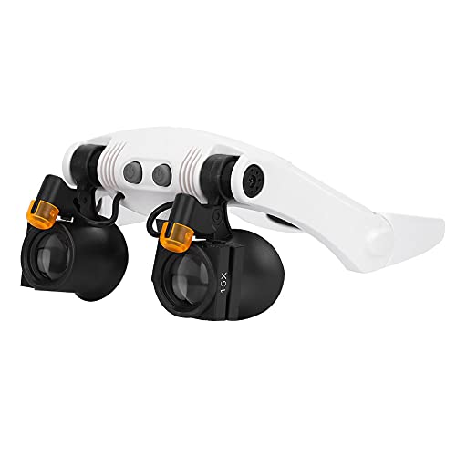 Miskall Stirnbandlupe mit LED-Licht, am Kopf befestigte Lupen für Nahaufnahmen, klare Lupen