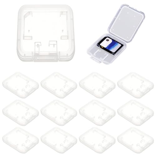 COYUN 12 PCS étuis de rangement pour cartes mémoires,Transparent Memory Card Cases,Boîte de Carte Mémoire Pour cartes SD MMC Micro SD TF