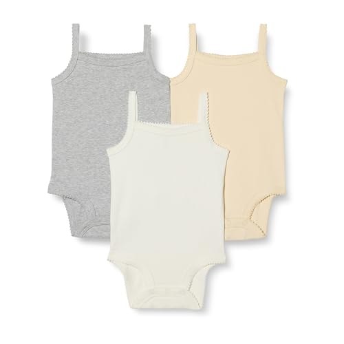 Image of Amazon Essentials Baby Girls' Cotton Sleeveless Bodysuits, Baby Clothes, Pack of 3