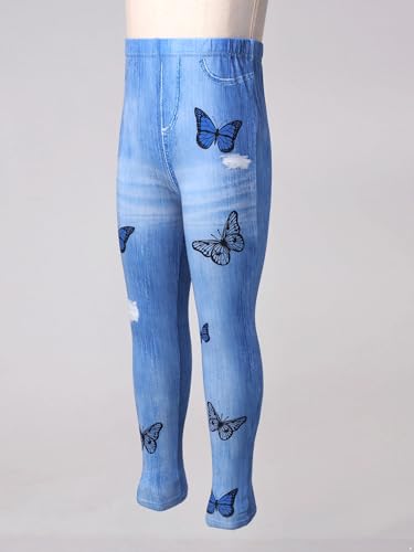 Hularka Kids Girls Stretchy Jeans Jeggings Butterfly Printed Denim Leggings Trousers Casual Denim Skinny Pants4