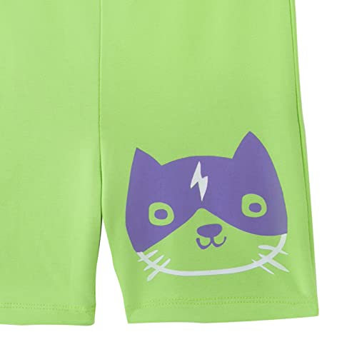 Image of YouGotPlanB Girl's Flower Face Purple & Blue Cycling Shorts | Slim fit | Cotton Blended | High Waist | Printed Above Knee Shorts | No-Mark Elastic | Breathable & Stretchy