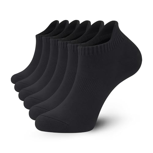 Ankle Thin Socks Womens Combed Cotton Low Cut Athletic No Show Running Socks With Heel Tab 6 Pairs