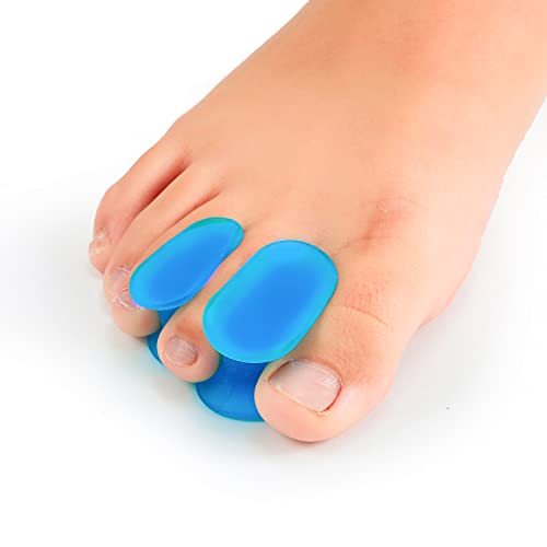 Toe Separators for Overlapping Toes, 12Pieces Silicone Toe Corrector for Women, Men, Gel Toe Spacer for Toe Alignment Spreader, Reusable Big Toe Dividers, Blue