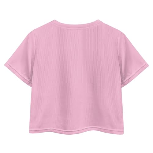 Image of Girls Fashion Crewneck Tee Shirts Casual Short Sleeve Crop Top Summer Outfits 5-14 Year