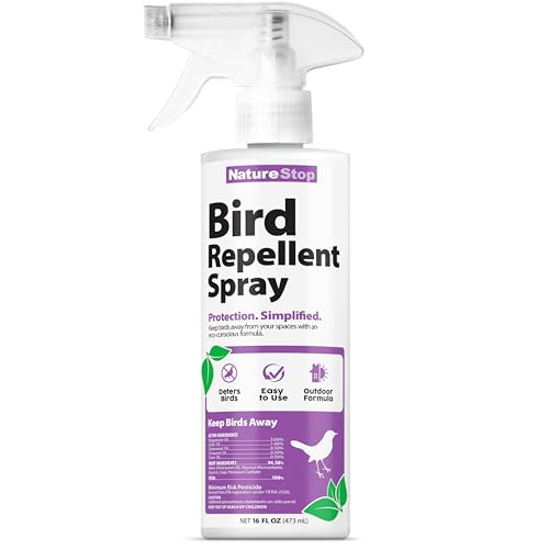 NatureStop Bird Repellent Spray – Helps Deter Birds from Outdoor Surfaces & Garden Areas, 16 oz (475mL)