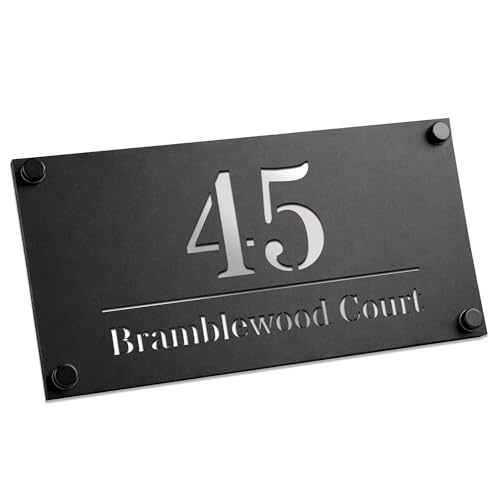 RED OCEAN Number Signs Personalised House Laser Cut Door Street Address Black Plaque Modern House Sign