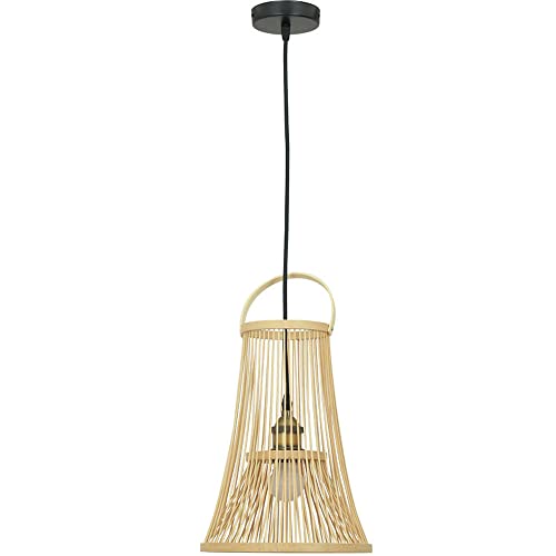 Lustre chinois antique en bambou véritable tressé de façon artisanale