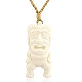 tiki kette bedeutung Handarbeit nobel-schmuck Surferkette Horn Tiki Maoi Rockabilly Büffelhorn - Hawaii-Kette für Männer und Frauen