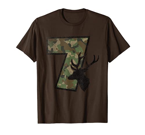Country Boys Camo 7 Seven Year Old Birthday Deer Hunter Tee T-Shirt