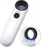 1 PCS 40X Handheld Magnifier Magnifying Glass Loupe Lens for Reading Jewelry Watch Repair Tool with 2 LED Light