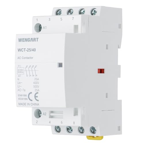 Wengart Contactor de bajo voltaje WCT-25, contactos 4P 4NO AC230V 25A, bajo ruido durante el funcionamiento, adecuado para uso en entornos domésticos