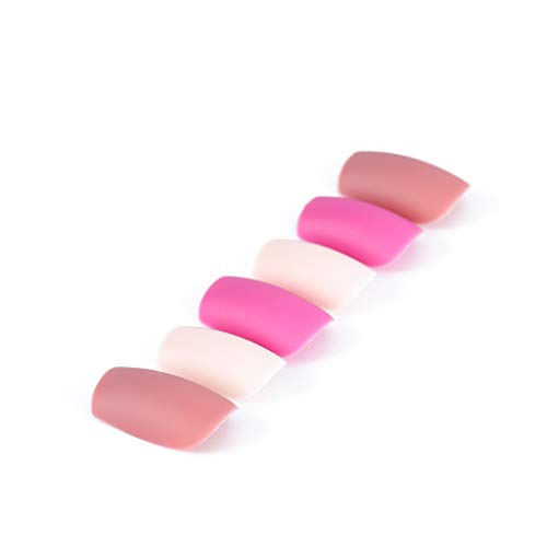 Tgirls 24Pcs Color Matte False Nails Full Cover Short Square Fake Nails Ombre Wedding Party Nail for Women and Girls