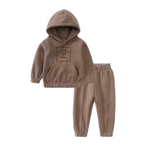 MYGBCPJS Boy Girl Custom Fleece Sweat Suit Kids Personalized Long Sleeve Hoodie & Sweatpants Outfits Set Add Own Text Design