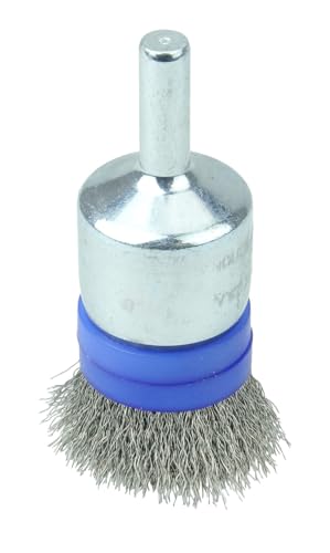 Image of Weiler 11112 0.006 inch Wire Size, 302 Stainless Steel Bristles, Banded, Solid End, Stem-Mounted Crimped Wire End Brush, Made in The USA (Pack of 10)