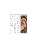 Turandoss Ear Cuffs for Women Non Piercing, Silver Clip on Earrings