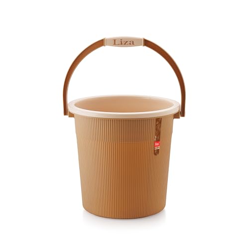 Image of Modern Heavy Plastic Bathroom Set Of 2 - 20L Bucket & 1L Mug Combo, Pastel Brown