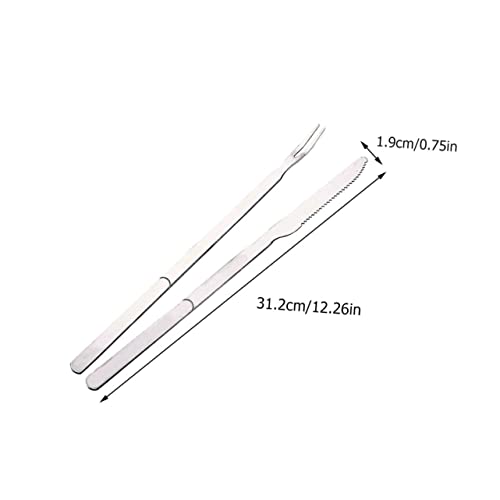Set de 2 utensilios para barbacoa BESPORTBLE acero inoxidable miniatura 2