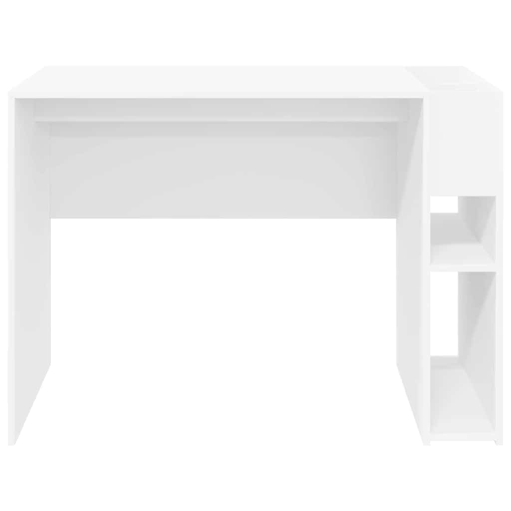 Escritorio blanco de madera 109 x 50 x 78 cm con amplio espacio de almacenamiento, moderno escritorio para ordenador para oficina en casa, estudio y oficina