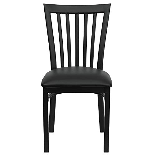 Image of Flash Furniture 4 Pack HERCULES Series Black School House Back Metal Restaurant Chair - Black Vinyl Seat