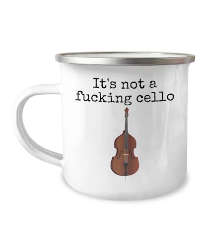 Funny Bass Camping Mug Double Bass Gift Bass Player Present It's Not A Fucking Cello Enamel Mug Stainless Steel