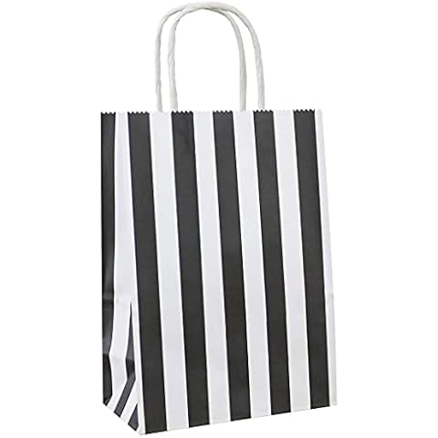 ADIDO EVA Small Black and White Striped Gift Bags with Handles Black and White Stripe Paper Bags (12 PCS, 8.2 x 6 x 3.1 In) Cover