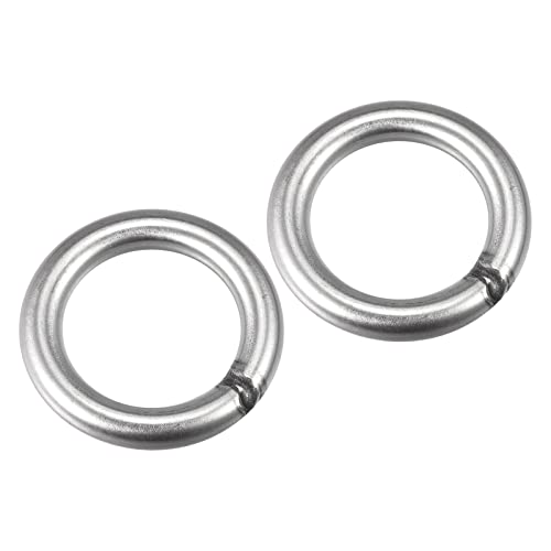 Metallixity 304 Inoxidable Acero O Anillos 60mm Od 10mm Grosor 2uds, Soldado Redondo Anillo - Para Colgantes Objetos