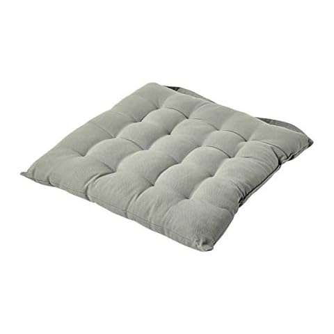 HOMESCAPES Grey Chair Cushion with Button Handle Cover