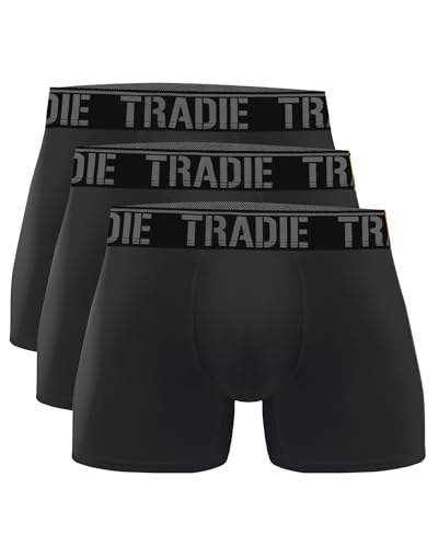 TRADIE Mens Cotton/Elastane Fitted Trunk 3-Pack, Onyx, Medium