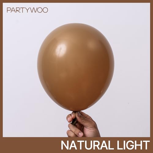 Image of PartyWoo Brown Balloons 101pcs 12 Inch Boho Neutral Coffee Tan Fall Latex Helium Balloons for Wedding Baby Shower Gender Reveal Graduation Safari Woodland Birthday Fall Party Decorations Brown-F09