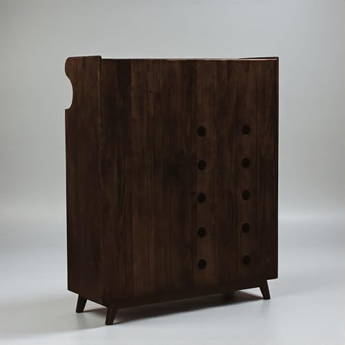 Image of The Attic Ritz Shoerack, Shoe Storage Cabinet for Home, Shoe Rack with Seat & Door, Shoe Organizer, Shoe Rack for Home, Walnut Matte Finish