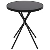 DEGAMO Bistrotisch Balkontisch Milano 60cm rund, Metall anthrazit + Glas schwarz, Outdoor
