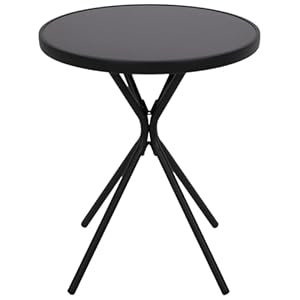 DEGAMO Bistrotisch Balkontisch Milano 60cm rund, Metall anthrazit + Glas schwarz, Outdoor