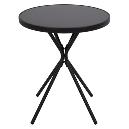 DEGAMO Bistrotisch Balkontisch Milano 60cm rund, Metall anthrazit + Glas schwarz, Outdoor