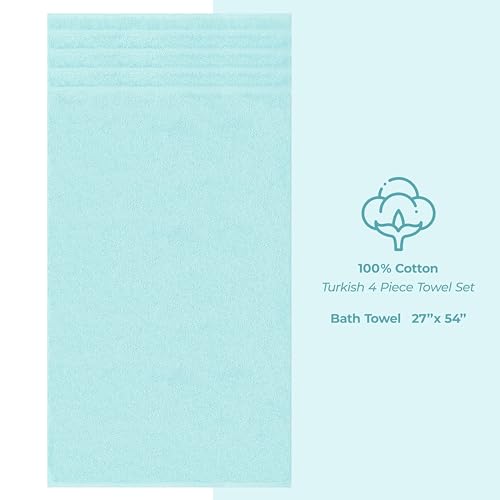 Image of American Soft Linen 100% Cotton Luxury Turkish Towels, 4 PC Bath Towel Set | Soft Absorbent Quick Dry OEKO Tex Standard 100 Certificated Durable Machine Washable Breathable Premium Hotel Quality