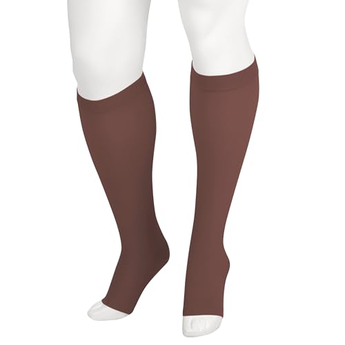 Image of Juzo Soft 2001 Knee-High 20-30 mmHg Open Toe Compression Stocking with Silicone Top Band - Men & Women, Short
