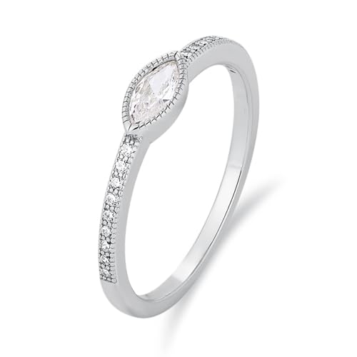 Skcess Anillos de oro blanco de 9 quilates para mujer, anillos de matrimonio de moissanita blanca marquesa para mujer, 11, Moissanita de oro blanco de 9 quilates, Circonita cúbica