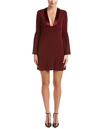 Jill Jill Stuart Women s Deep-V Long Sleeved Cocktail Dress, Oxblood, 6