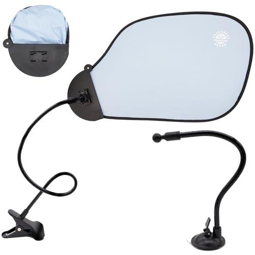 Laptop Sun Shade for Working Outside and Adjustable Clip, Adjustable Laptop Sun Shade with Flexible Clip Stand, Heat Shield Laptop Canopy for Computers Beach Chairs and Strollers (Blue)