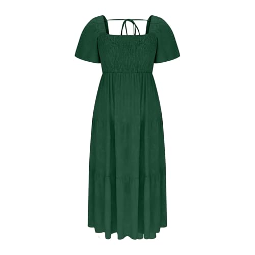 Vestido feminino longo boho midi flor longo para mulheres manga bufante curta gola quadrada raiom fé