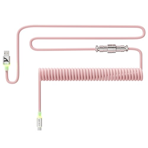 ATTACK SHARK C01 Ultra USB-C auf USB-A Spiralkabel für Tastaturen, 8000 Hz, Aviator-Connector, RGB