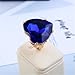 Big Diamond Heart Promise Open Band Ring for Women Vintage CZ Gold-Toned Adjustable Expandable Geometric Statement Rings Comfort Fit Fashion Engagement Wedding Birthday Christmas Jewelry(Blue)