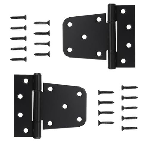 HOME MASTER HARDWARE 3-1/2" Heavy Duty Gate Hinges, 2 Pack T Hinge, Black