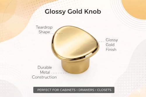 Image of JAGGER JAG401 Drawer Knobs for Home & Office - Durable and Elegant Stainless Steel Door Knob for Cabinets, Cupboards & Dressers (2, Gold (CURV Round))