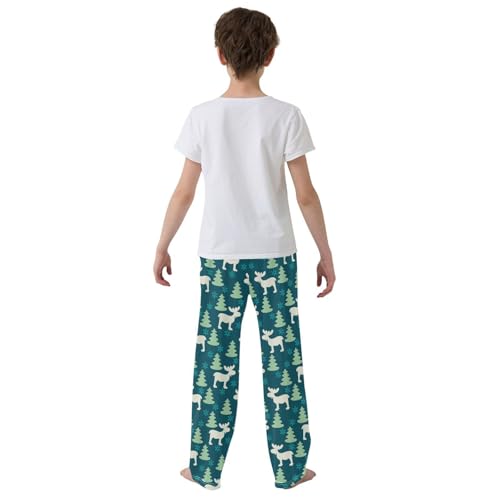 Moose Tree Snowflake Boys Long Pants Soft Trousers Elastic Waist Kids Lounge Bottoms with Pockets S-XL3